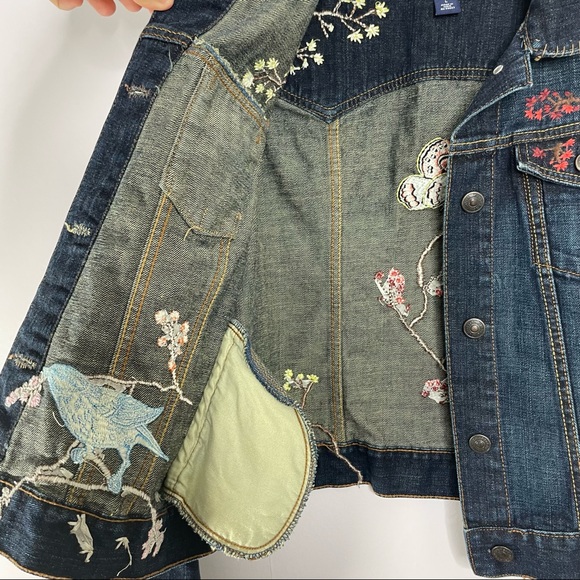 GAP Embroidered Denim Jean Jacket - Juniors Large - Picture 8 of 11